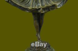 Art Deco Bronze Dancing Girl Signed Os Preiss Sculpture Figurine Statue Decor
