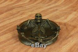 Art Deco Bronze Figurative Flesh Skull Skeleton Statue Sculpture Ashtray Deal