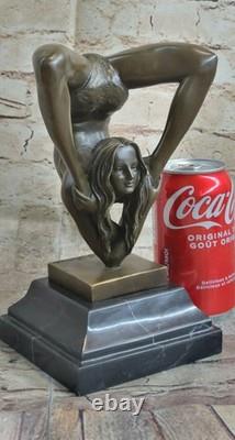 Art Deco Bronze Figurine of a Naked Woman Practicing Yoga