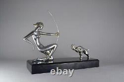 Art Deco Bronze Huntress and Ibex / yellowing in pictures is due to lighting