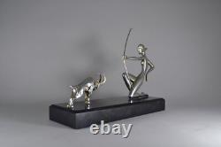 Art Deco Bronze Huntress and Ibex / yellowing in pictures is due to lighting