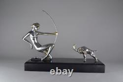 Art Deco Bronze Huntress and Ibex / yellowing in pictures is due to lighting