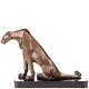 Art Deco Bronze Panther Sculpture Sitting On Marble After Henry Moore