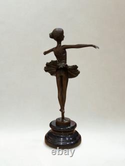 Art Deco Bronze Sculpture Ballerina Dancer Signed Milo Bronze Stamp