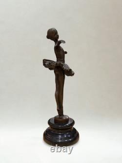 Art Deco Bronze Sculpture Ballerina Dancer Signed Milo Bronze Stamp