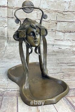 Art Deco Bronze Sculpture Desk New Metal Woman Jewelry Flat Figurine