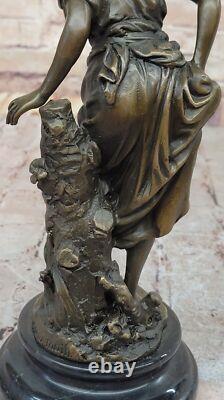Art Deco Bronze Sculpture European Woman Figurine Girl Open Art Detail