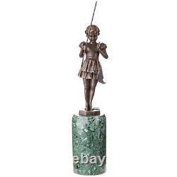 Art Deco Bronze Sculpture Girl with Fishing Rod after Ferdinand Preiss