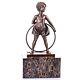 Art Deco Bronze Sculpture Girl With Hoop Circle After Ferdinand Preiss