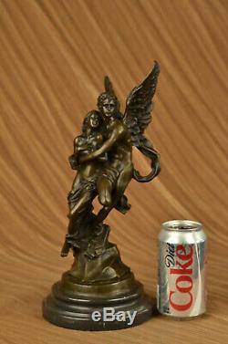 Art Deco Bronze Sculpture Marble Angel Psyche And Eros Cupid Figurine Statue