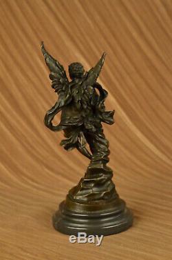 Art Deco Bronze Sculpture Marble Angel Psyche And Eros Cupid Figurine Statue