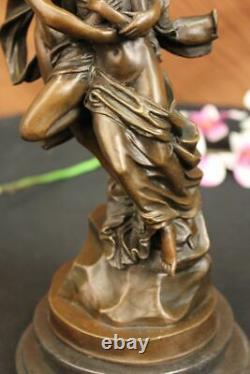 Art Deco Bronze Sculpture Marble Angel Psyche And Eros Statue Cupid Artwork