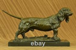 Art Deco Bronze Sculpture Statue Basset Bloodhound Dog Sleuth Figurine Art