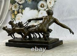Art Deco Bronze Sculpture The Release By Alex Kelety Solid Marble Base