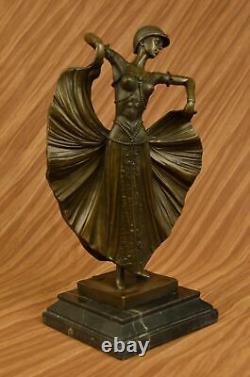 Art Deco Bronze Sculpture of Dancer by Chiparus Marble Figurine Statue