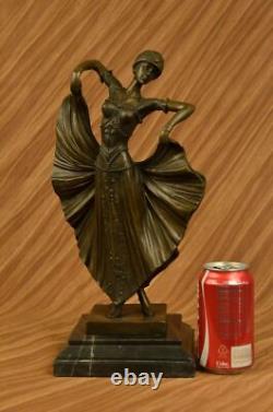 Art Deco Bronze Sculpture of Dancer by Chiparus Marble Figurine Statue