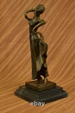 Art Deco Bronze Sculpture of Dancer by Chiparus Marble Figurine Statue