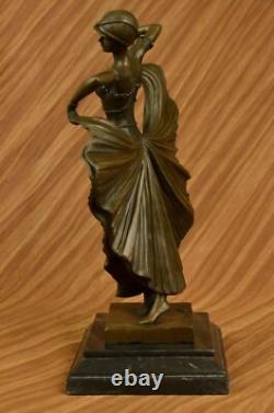Art Deco Bronze Sculpture of Dancer by Chiparus Marble Figurine Statue