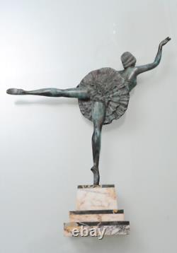 Art Deco Bronze Sculpture of a Ballet Dancer Signed Balleste