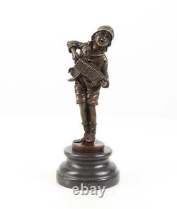 Art Deco Bronze Sculpture of a Boy with Accordion Lazzarone after DH Chiparus