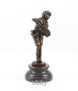 Art Deco Bronze Sculpture of a Boy with Accordion Lazzarone after DH Chiparus