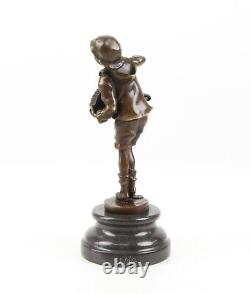 Art Deco Bronze Sculpture of a Boy with Accordion Lazzarone after DH Chiparus