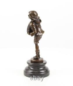 Art Deco Bronze Sculpture of a Boy with Accordion Lazzarone after DH Chiparus