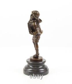 Art Deco Bronze Sculpture of a Boy with Accordion Lazzarone after DH Chiparus