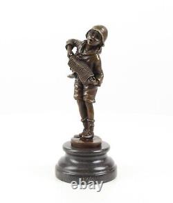 Art Deco Bronze Sculpture of a Boy with Accordion Lazzarone after DH Chiparus