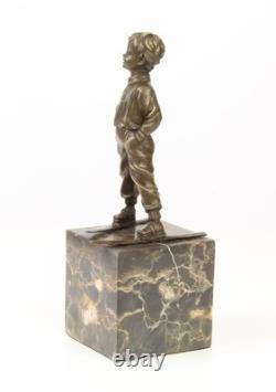 Art Deco Bronze Sculpture of a Boy with Skis after Ferdinand Preiss