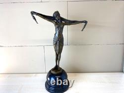 Art Deco Bronze Sculpture of a Dancer with a Scarf after Demetre Chiparus