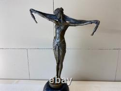 Art Deco Bronze Sculpture of a Dancer with a Scarf after Demetre Chiparus