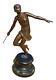 Art Deco Bronze Sculpture Of A Semi-nude Woman Throwing A Javelin, Signed Josselin