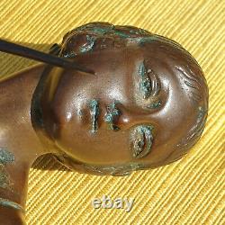 Art Deco Bronze Sculpture of a Semi-Nude Woman Throwing a Javelin, Signed Josselin