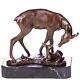 Art Deco Bronze Sculpture Of A Stag With Fawn After Barye