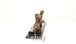 Art Deco Bronze Sculpture of a Woman with an Antelope after A. Vitaleh