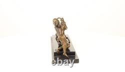 Art Deco Bronze Sculpture of a Woman with an Antelope after A. Vitaleh