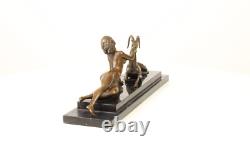 Art Deco Bronze Sculpture of a Woman with an Antelope after A. Vitaleh