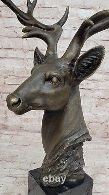 Art Deco Buck Reindeer Elk Deer 24 Statue Bronze Figurine Sculpture Gift