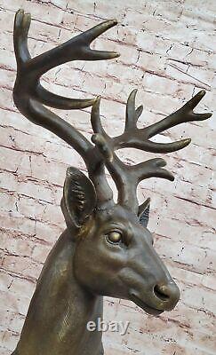 Art Deco Buck Reindeer Elk Deer 24 Statue Bronze Figurine Sculpture Gift
