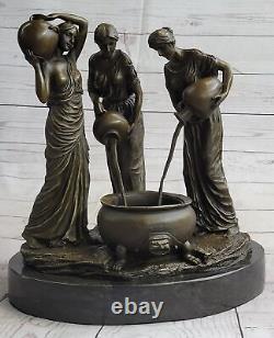 Art Deco Centerpiece with Bronze Sculpture of Standing Girls Chair Woman Gift