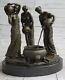 Art Deco Centerpiece With Bronze Sculpture Of Standing Girls Chair Woman Gift