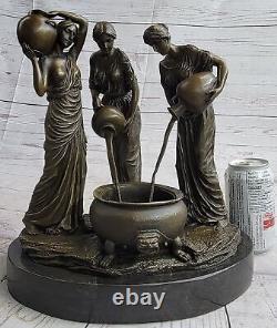 Art Deco Centerpiece with Bronze Sculpture of Standing Girls Chair Woman Gift