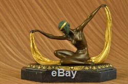 Art Deco Charleston Girl Dancer Bronze Metal Sculpture By Mirval Figurine