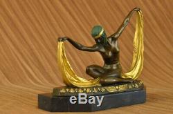 Art Deco Charleston Girl Dancer Bronze Metal Sculpture By Mirval Figurine
