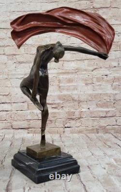 Art Deco Dancer Flag Bronze Sculpture Marble Statue Figurine Deal