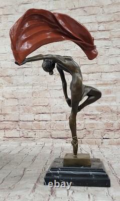 Art Deco Dancer Flag Bronze Sculpture Marble Statue Figurine Deal