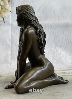 Art Deco Erotic Nude Girl Bronze Sculpture Marble Figurine