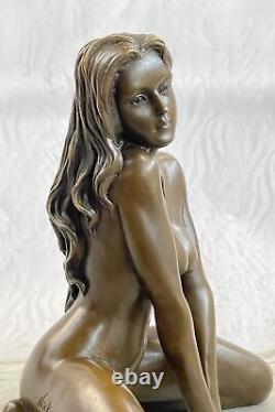 Art Deco Erotic Nude Girl Bronze Sculpture Marble Figurine