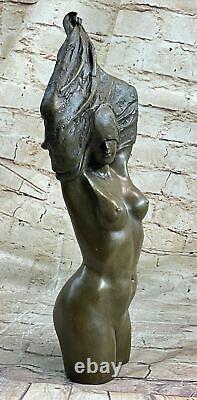 Art Deco Female Body Woman Bust Bronze Sculpture Figurine Figure